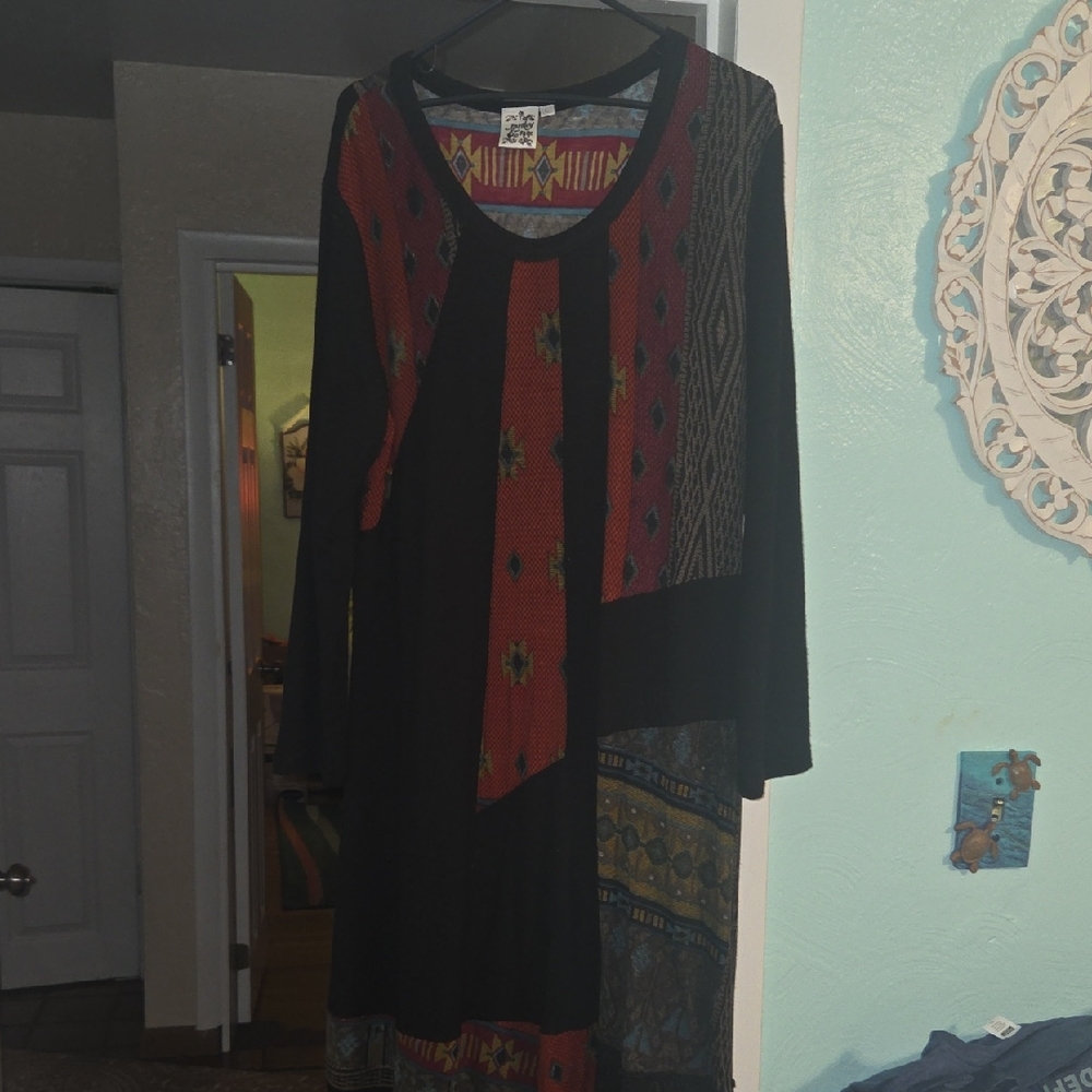 Angel Of The North Multicolor Patchwork Midi Dress